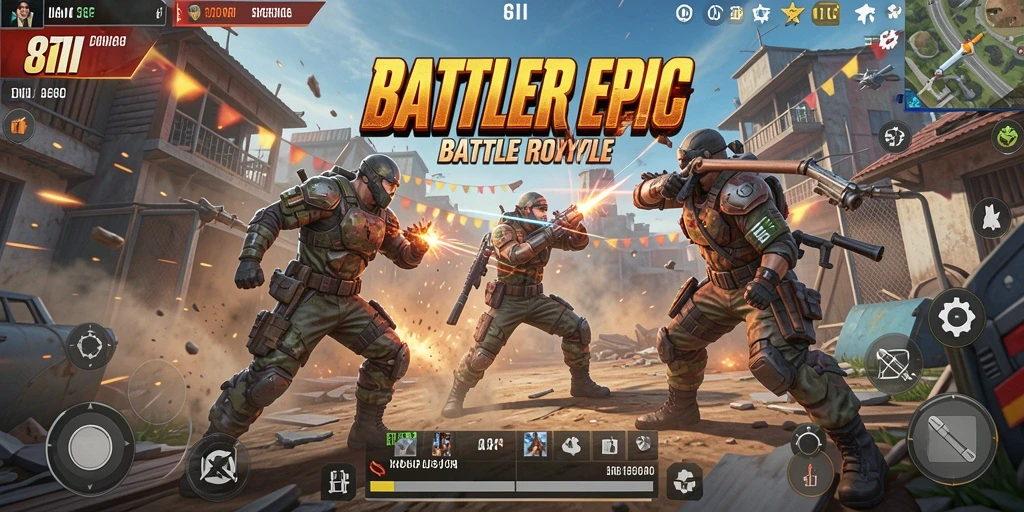 Tampilan gameplay mendebarkan dalam misi Battle Royale.