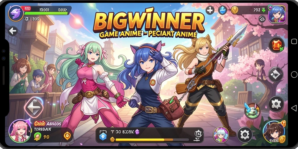 Tampilan gameplay menarik di BIGWINNER dengan karakter Anime.