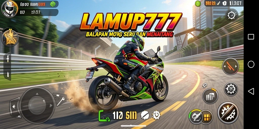 Gameplay menarik dalam LAMPU777 dengan aksi balapan motor yang intens.