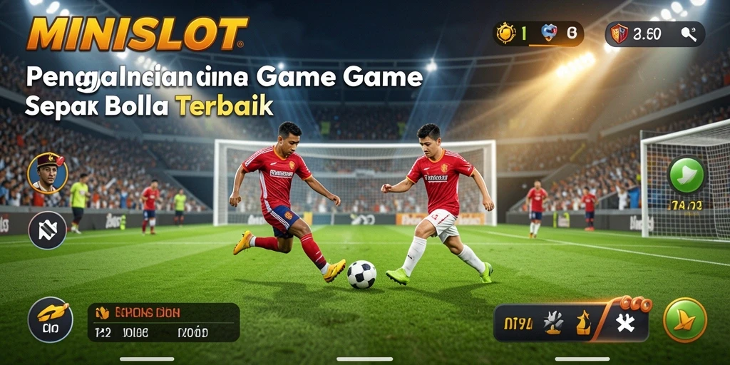Tampilan gameplay seru di MINISLOT yang menggambarkan aksi sepak bola.