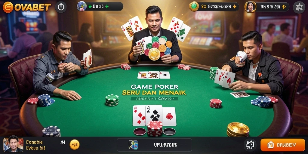 Screenshot gameplay OVABET menunjukkan pengalaman Poker yang mendebarkan.