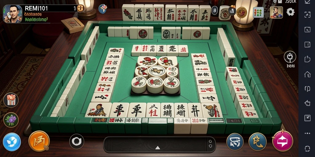 Tampilan gameplay seru dalam REMI101 dengan tantangan Mahjong.