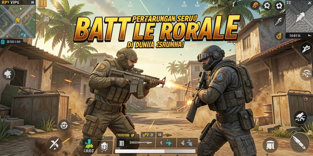 Gameplay mendebarkan dalam pertarungan Battle Royale yang intens.