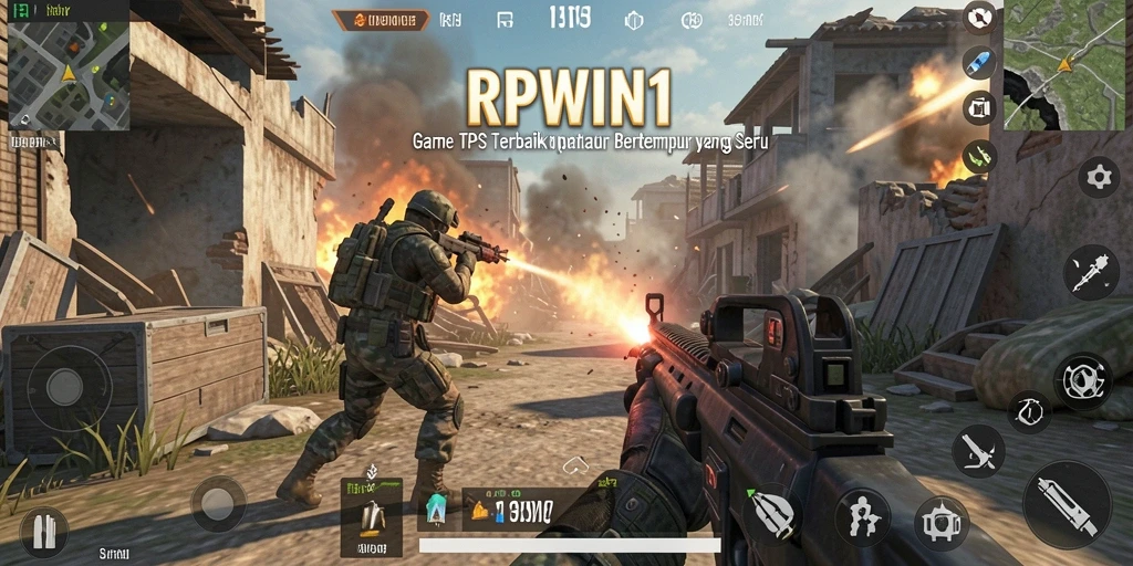 Screenshot gameplay RPWIN1 menampilkan aksi tembak menembak yang mendebarkan.