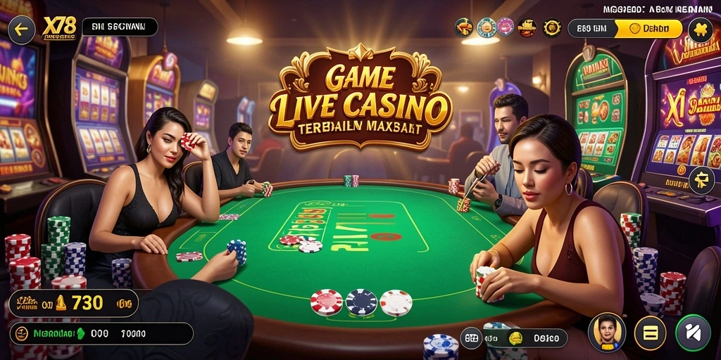 Tampilan gameplay X78 yang memukau dalam fitur Live Casino.